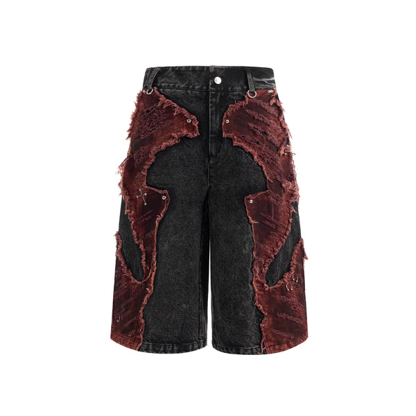 Pantalones Denim Cropped con Costuras Desgastadas