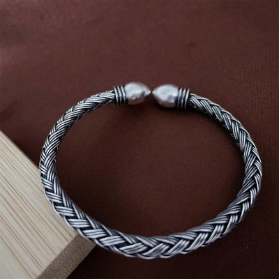Pulsera de Plata S999 Tejida a Mano Personalizable - Estilo Retro y Moderno - Image 4