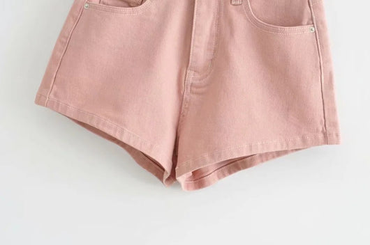 Shorts de Mezclilla Cintura Alta Básicos Elásticos con Textura Acanalada - Image 13