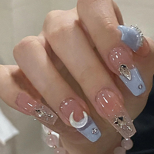 Uñas Postizas Diseño Estrellas y Luna - Image 7