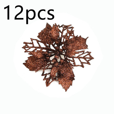 Flores Navideñas Artificiales con Brillo - Adornos para Árbol de Navidad y Decoración del Hogar - Image 60