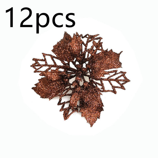 Flores Navideñas Artificiales con Brillo - Adornos para Árbol de Navidad y Decoración del Hogar - Image 60