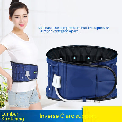 Blue inflatable waist supporter fixing band with black interior, white inflation tube, and hook-and-loop closure. - Image 16