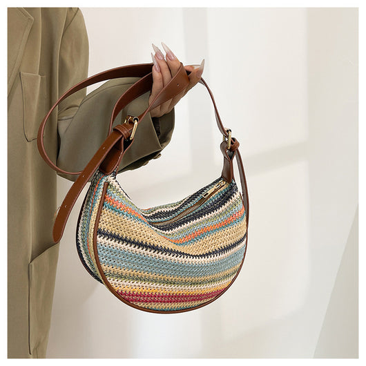 Bolsa Tote de Rafia Arcoíris para Mujer - Bolso Casual de Hombro - Image 17