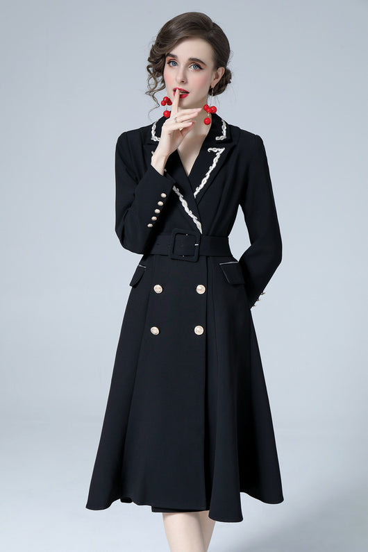 Vestido Ejecutivo Doble Botonadura con Cinturón Ajustado para Mujer - Image 21