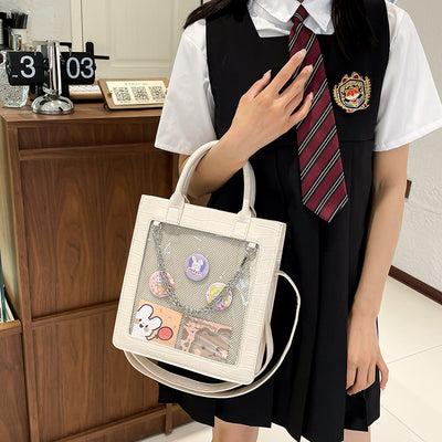 Bolso Bandolera Transparente Cuadrado de Gran Capacidad para Estudiantes - Image 7