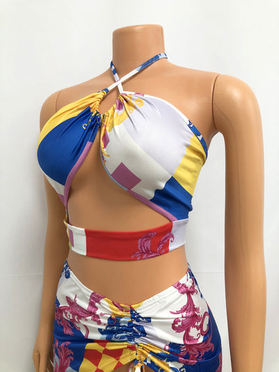 Falda Corta Asimétrica Dos Piezas con Escote Halter - Image 16