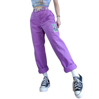 Jeans Morados Holgados de Cintura Media para Mujer - Image 3