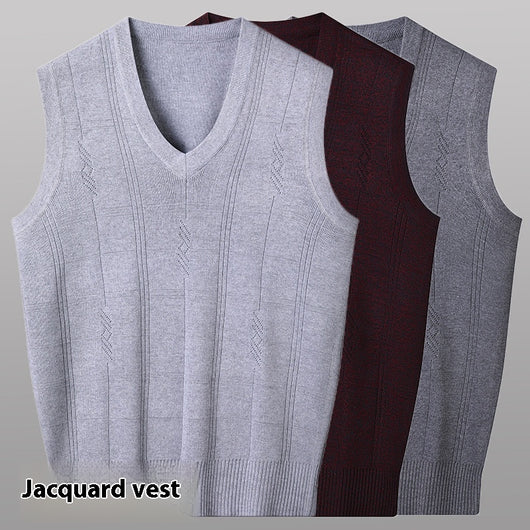 Chaleco Suelto Cuello V para Hombre Maduro - Comodidad Primavera y Otoño