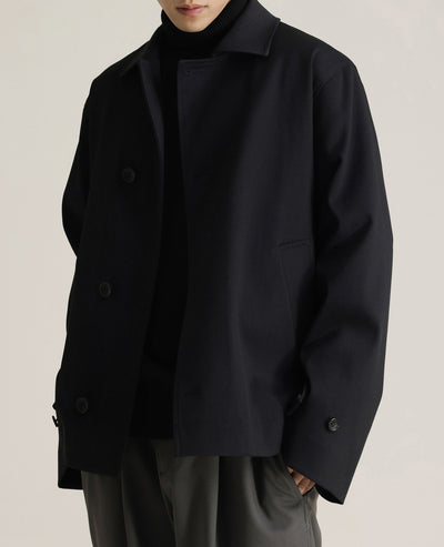 Abrigo Ejecutivo de Cuello Vuelto con Mezcla de Tela Twill para Hombre - Image 11