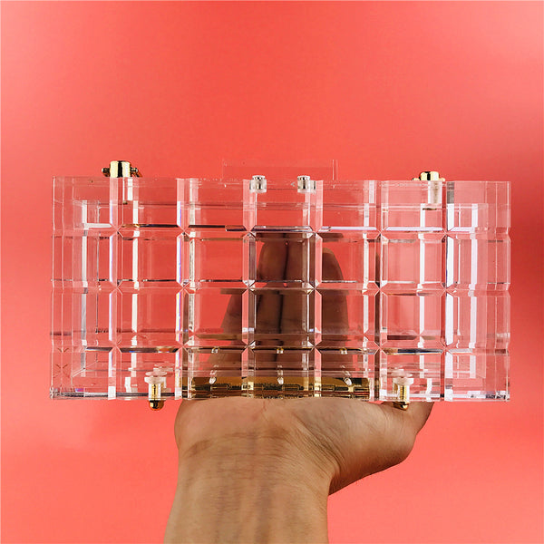 Bolso de Noche Acrílico Transparente Cristal Premium con Asa Rígida