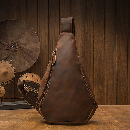 Bolsa de Pecho de Cuero Genuino para Hombre - Estilo Europeo