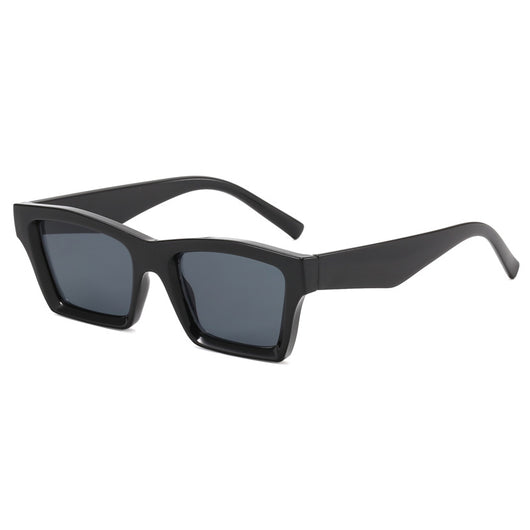 Champagne translucent rectangular sunglasses with brown lenses, featuring a simple fashion design. - Image 6