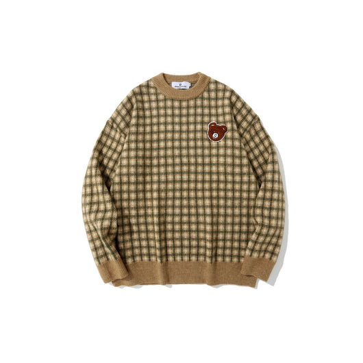Suéter a Cuadros con Diseño de Oso para Hombre - Primavera y Otoño - Image 5