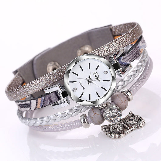 Pulsera Reloj con Dije de Búho Tejido a Mano - Image 7