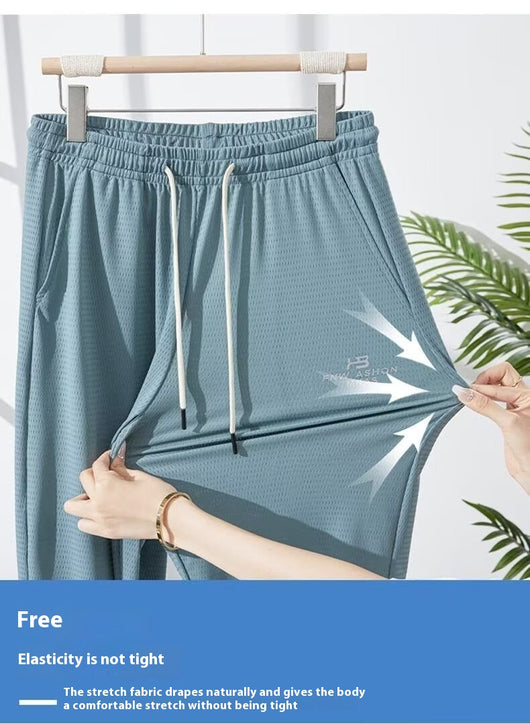 Pantalones Casuales Hombre Transpirables Seda de Hielo Cintura Elástica - Image 10