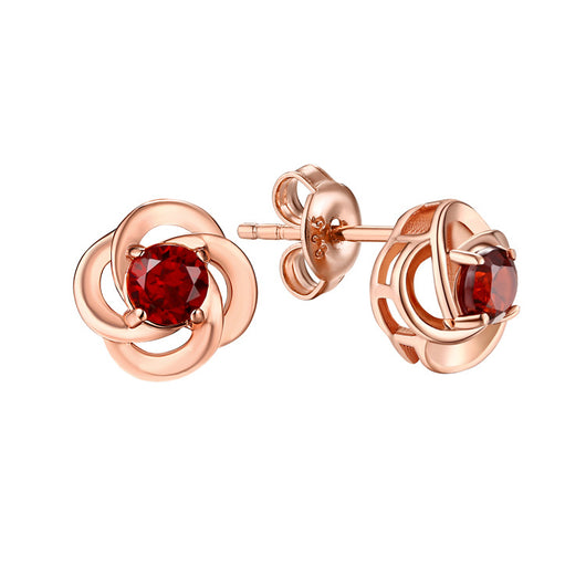 Aretes de Plata 925 con Granate Natural en Forma de Trébol - Image 12
