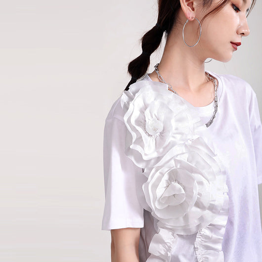 Blusa Corta con Flores Tridimensionales para Mujer - Image 10