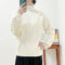 Suéter Cuello Alto a Cuadros Mujer - Pullover Holgado y Cómodo
