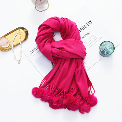 Capa Elegante para Mujer con Pompones - Mezcla de Cachemira y Lana - Image 13