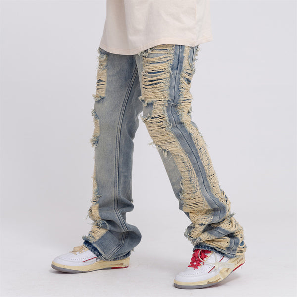 Jeans Desgastados a Mano con Efecto Vintage para Hombre
