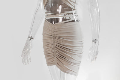 Vestido Dos Piezas Halter con Encaje y Volantes Anudado Espalda Descubierta - Image 20