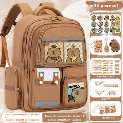 Mochila Escolar Infantil Delfín y Capibara - Diseño Animado - Image 4