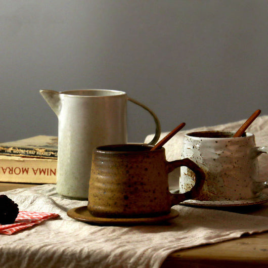 Juego de Taza y Platillo de Cerámica Artesanal Estilo Japonés - Image 5