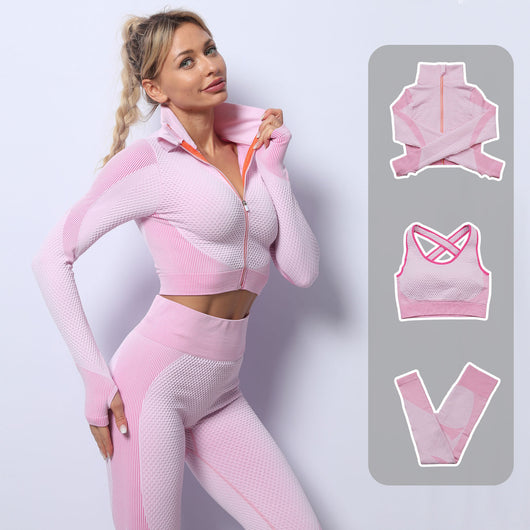Conjunto Deportivo de 3 Piezas Yoga Fitness con Tela Elástica - Image 3