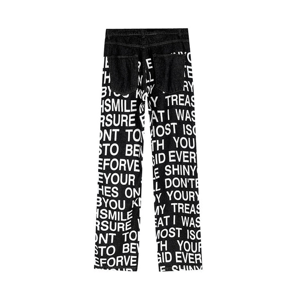 Jeans Casual Retro Americano WritingTrendy - Estilo Urbano Clásico