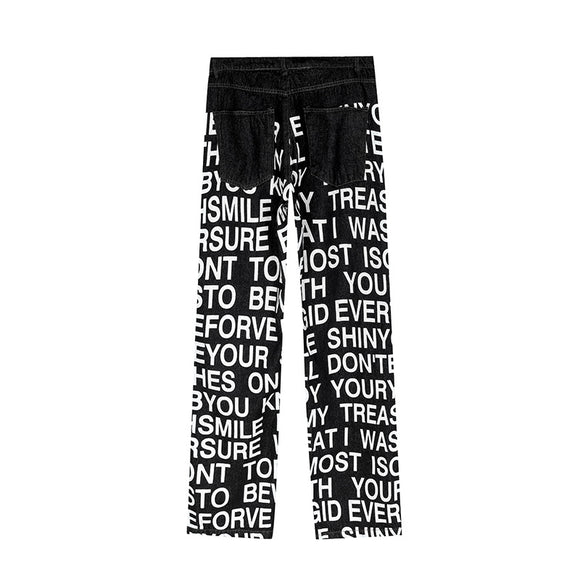 Jeans Casual Retrô Americano WritingTrendy - Estilo Urbano Clássico