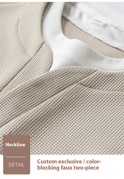 Suéter Waffle V-Cuello Bicolor Casual Versátil para Mujer - Image 13