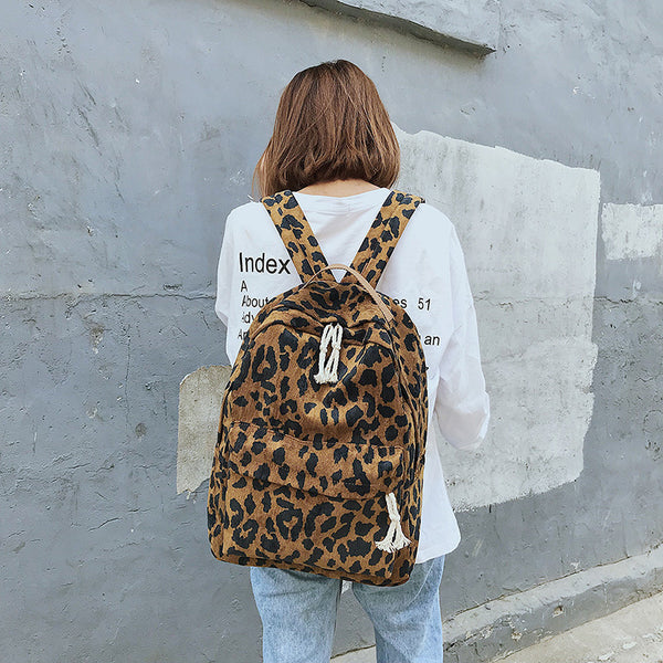 Mochila Estampado Leopardo Estilo Coreano - Gran Capacidad para Estudiantes