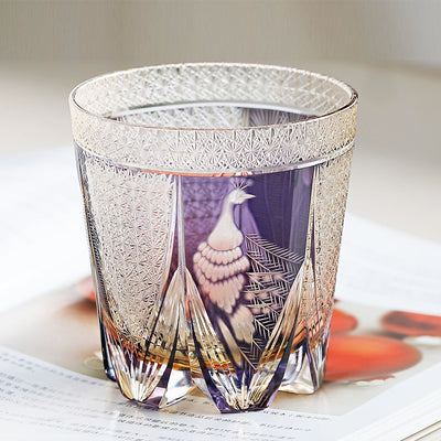 Vaso de Whiskey Edo Kiriko Pino y Grúa - Artesanía Japonesa - Image 19