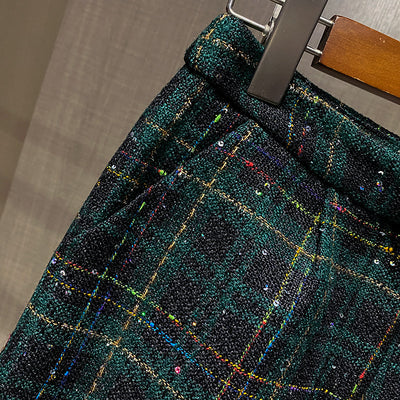 Traje Cuadrillé de Lana para Mujer - Estilo Urbano Sofisticado - Image 2