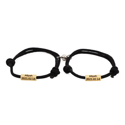 Pulsera de Pareja Magnética Personalizada Amor Eterno Acero Inoxidable