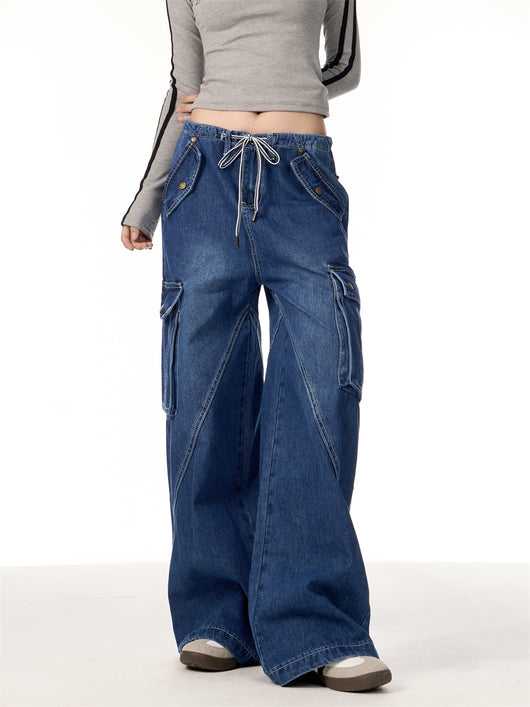 Pantalones Cargo Retro Mujer Cintura Alta Bolsillos Múltiples Corte Recto - Image 15