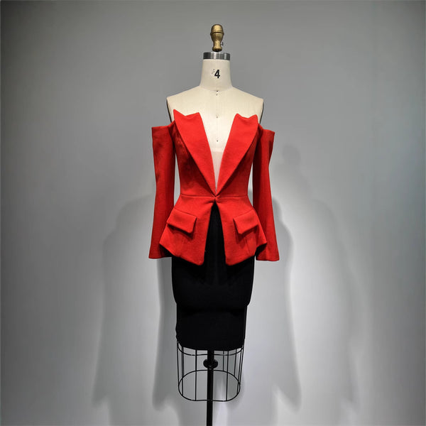Conjunto de 2 Piezas: Blusa Suelta y Falda Ajustada Casual