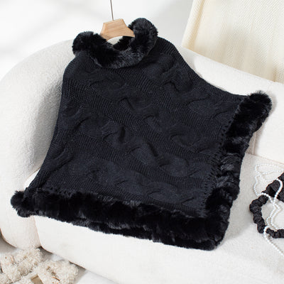 Poncho Suéter Grueso Trenzado con Cuello Alto - Image 26
