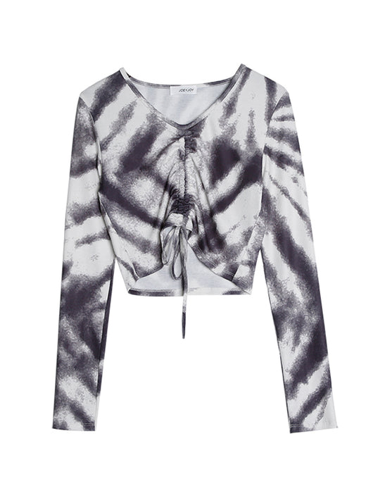 Playera Tie-dye Oversized para Mujer con Cordones y Mangas Largas - Image 8