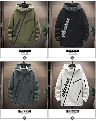 Chaqueta Minimalista Hombre con Cierre Diagonal Estampado - Image 19