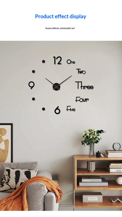 Reloj de Pared Digital Silencioso Nórdico - Adhesivo Decorativo Acrílico - Image 34