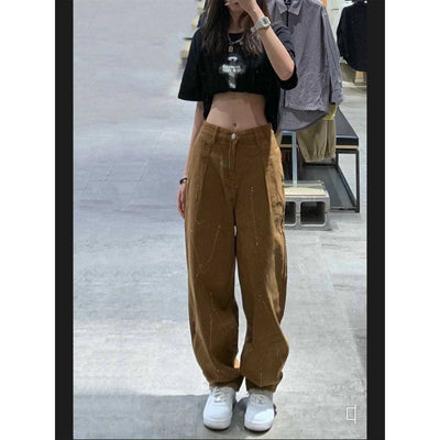 Jeans Retro Tiro Alto Pierna Ancha Estilo Americano para Mujer - Image 5
