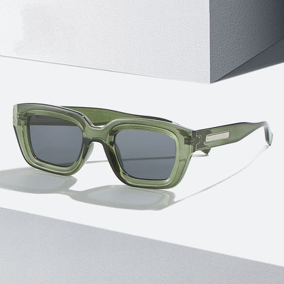 Square fashionable anti-ultraviolet sunglasses with a translucent brown frame and dark brown lenses.