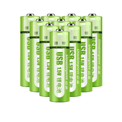 Two green USB rechargeable AA batteries with 1.5V constant voltage, labeled "Doublepow" and "USB 1.5V". - Image 8