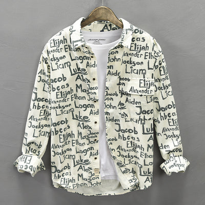 Camisa de Algodón Manga Larga con Letras en Pana - Image 3