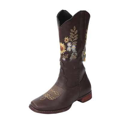 Botas Planas Talla Grande con Bordado de Girasol - Image 8