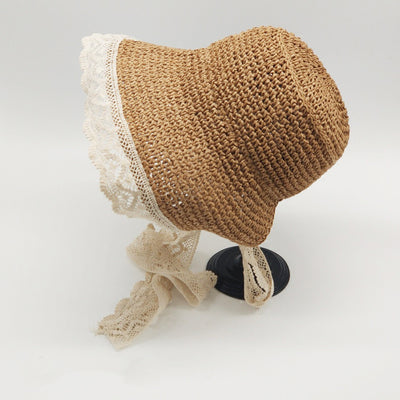 Sombrero de Paja con Moño de Encaje Coreano Plegable - Image 5