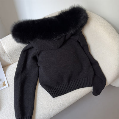 Abrigo de Primavera para Mujer con Cuello de Zorro Real y Capucha - Image 46
