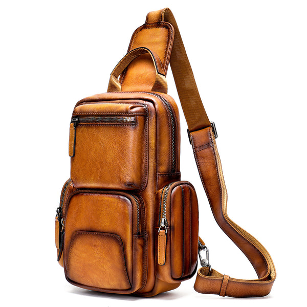 Bolsa Pecho Cuero Genuino para Hombre - Estilo Casual Minimalista